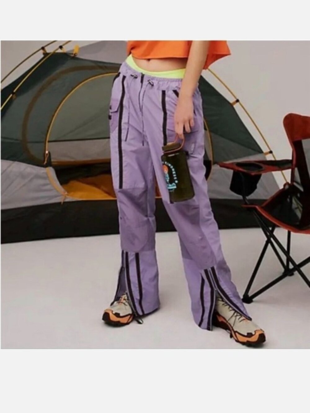 FP Movement by Free People Lilac Track pants with black stripes.